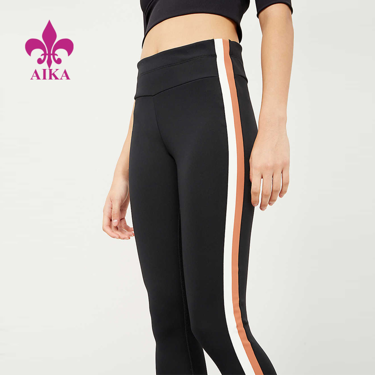 Online Exporter Custom Gym Wear -
Custom Sports Wear Slim Fit Side-Striped Stretch-Jersey Yoga Leggings for Women – AIKA detail pictures