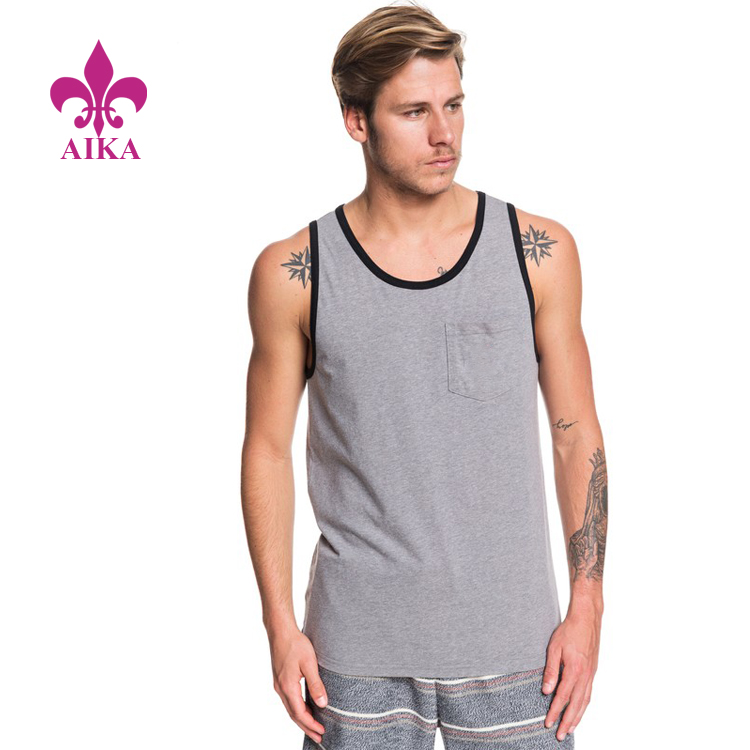 Quality Inspection for Yoga Pants Made In China -
 Sportswear Product Type Custom Modern Fit Slimmer Cut Chest Pocket Plain Men Tank – AIKA