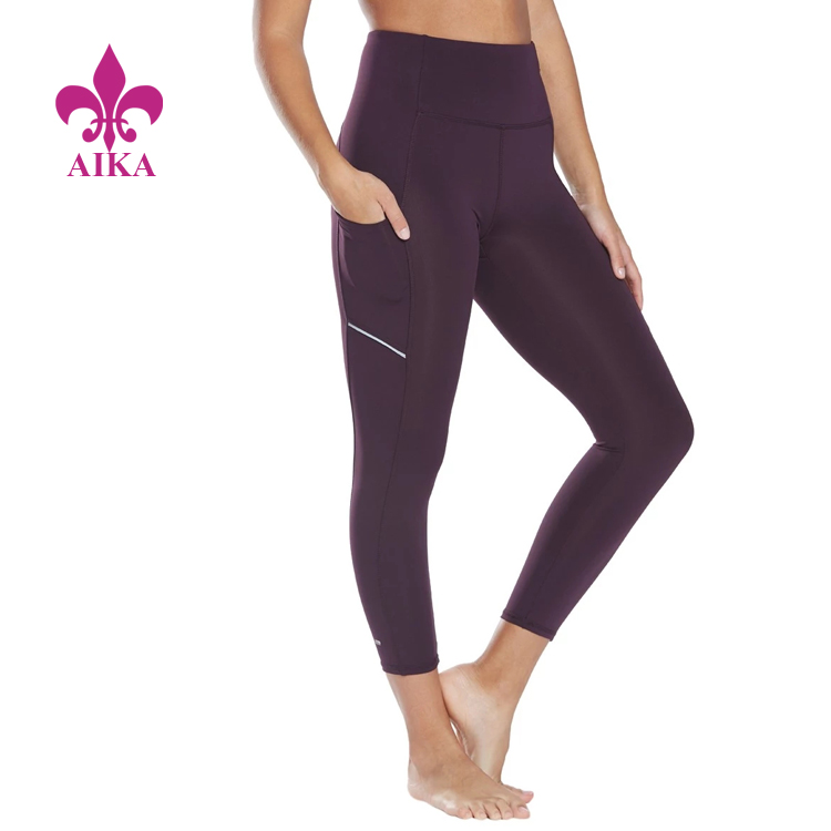 Low MOQ for Gym T Shirts -
Women Gym Clothes Breathable Slimming Form Fitting High Waist Capri Yoga Leggings – AIKA detail pictures