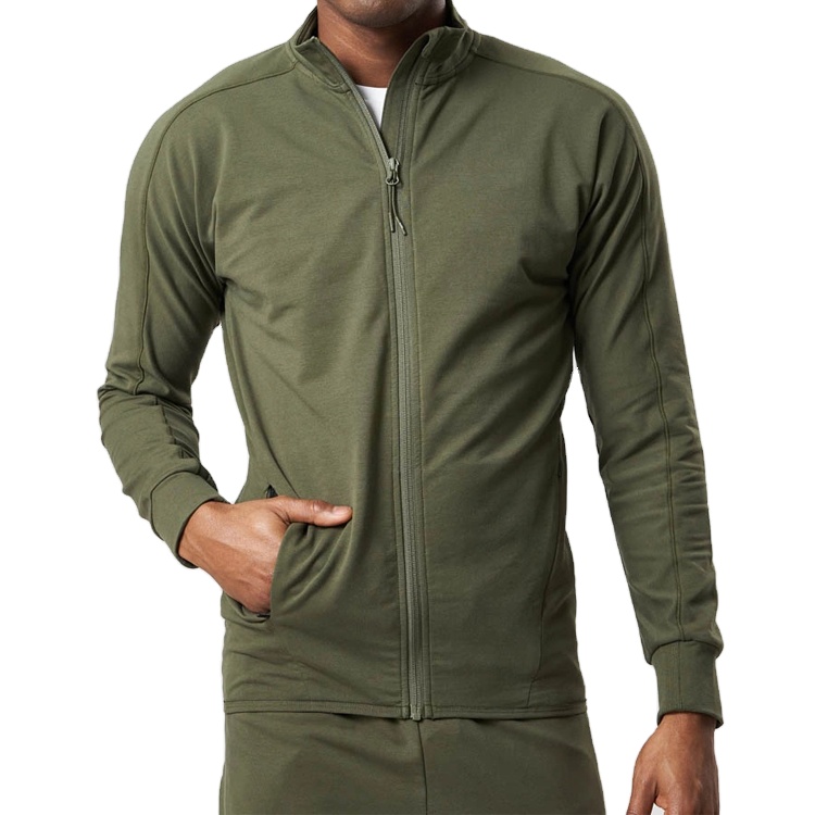 Top Quality Four Way Stretch Full Zip Athletic Gym Jacket For Men With Side Pockets