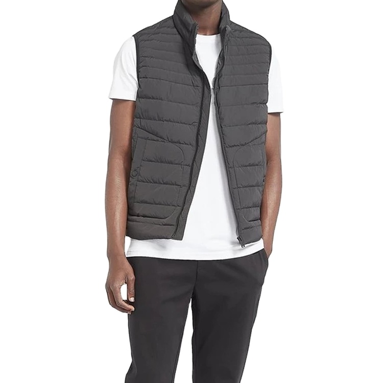 Top Quality High Neck Warmth Gym Sleeveless Down Jacket For Men With Button Pockets detail pictures