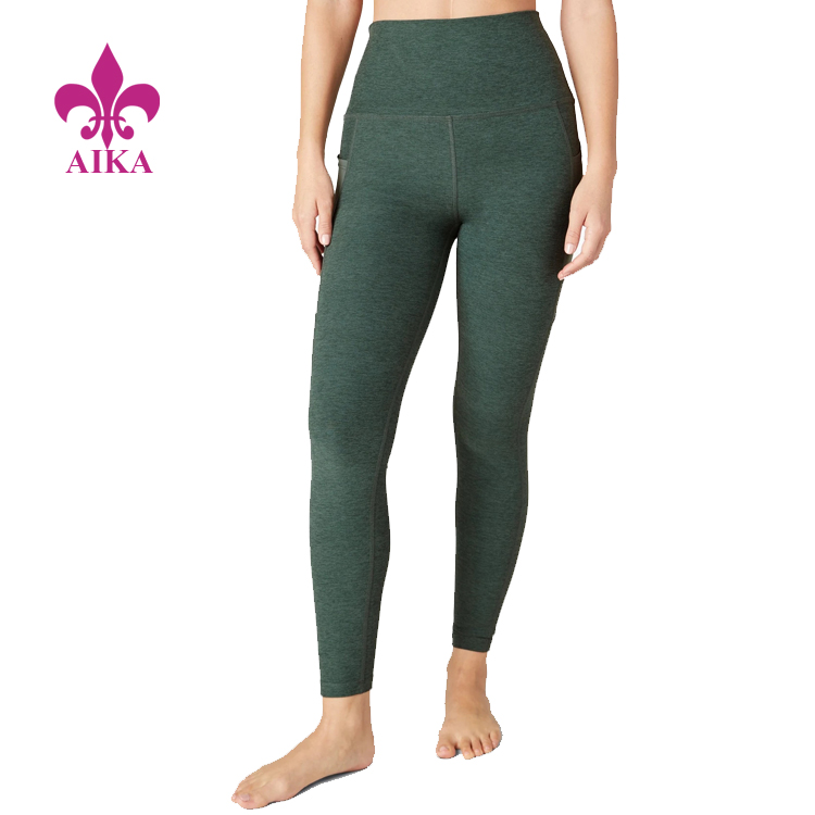 Custom High Waist Four way stretch yoga sports gym legging with mesh pock