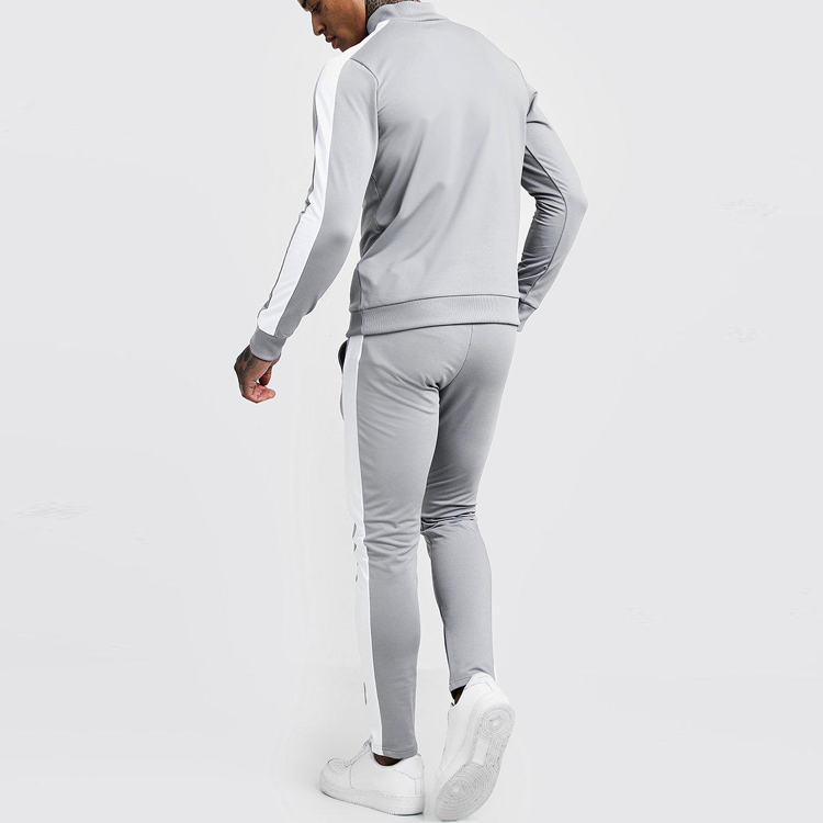 OEM Top Quality Quarter Zip Contrast Color Polyester Spandex Slim Fit Tracksuit For Men detail pictures