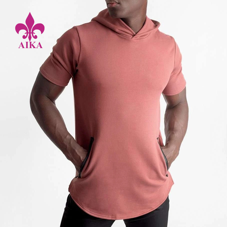 Hot Sale  Fitness Shorts Sleeves Hoodies With Water Proof Zipper  Compression Gym Clothing Wear For Mens