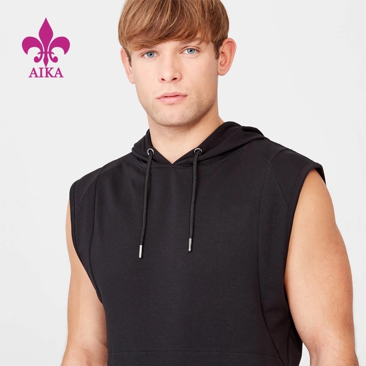 PriceList for Open Back Workout Long Sleeve Factory -
Wholesale new apparel sleeveless hoodies Gym Training Running sportswear for Men – AIKA detail pictures