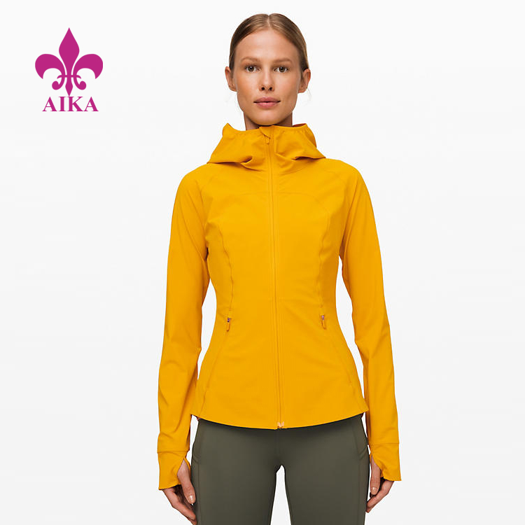 High Quality Custom Waterproof Hidden Pocket Women Running Sports Windbreaker Jacket