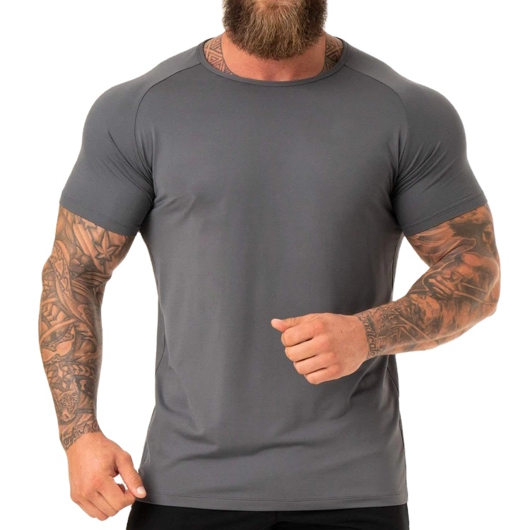 Factory Price Four Way Stretch Slim Fit Mesh Fabric Nylon Custom Workout T shirt For Men