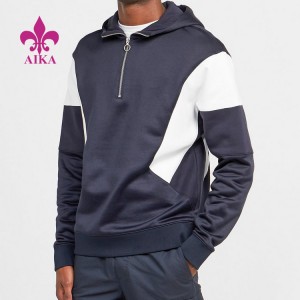 Online Exporter Gym Cotton Jogger -
 Wholesale Athletic Wear Half Zipper Hoody Color Panel Polyester Men’s Jogging Sweatshirt Hoodie – AIKA
