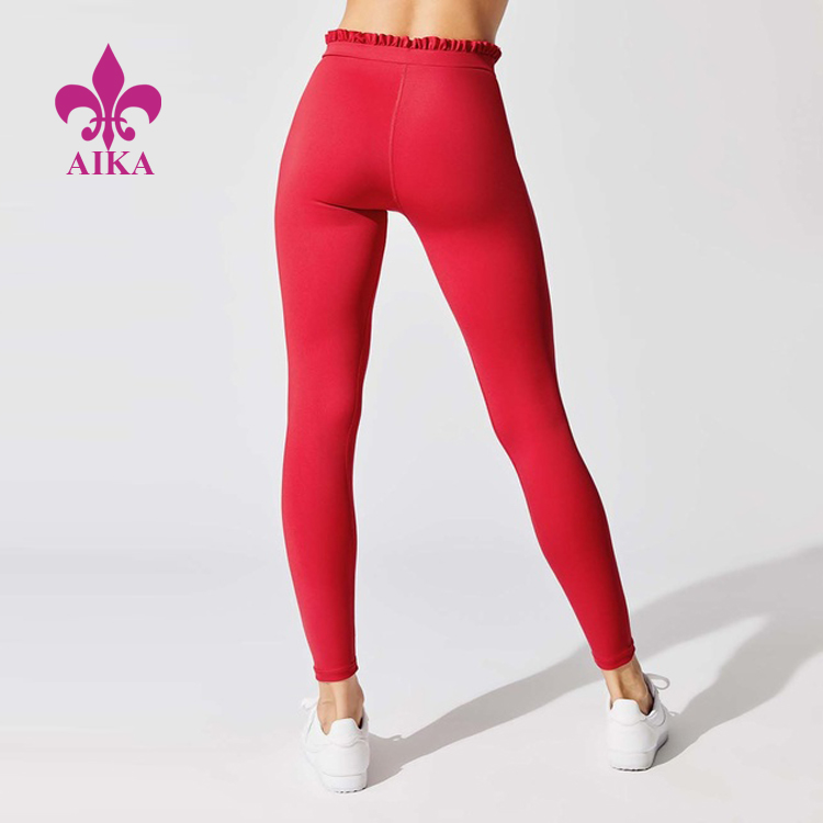factory customized Fitness Wear Supplier -
Good price stylish and casual tights drawstring and rufflr edge yoga workout activewear leggings for women – AIKA detail pictures