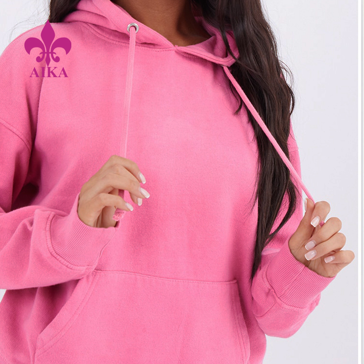 Casual Basic Style Custom Logo Printing Cotton Spandex Loose Fit Hoodies for Women detail pictures