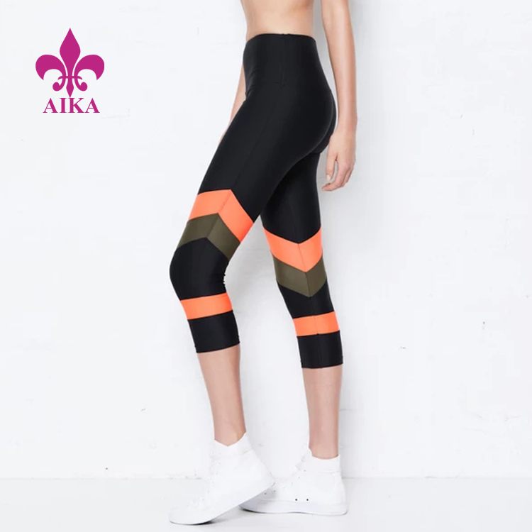 Manufactur standard Gym Vest -
Fitness Yoga Wear Leggings Colorblock Compression Mid Rise 7/8 Sports Leggings for Women – AIKA detail pictures