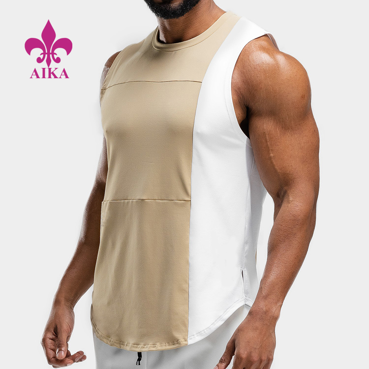 Wholesale Mens Fitness Simple Sports Gym Color Contrast Musular Tank Tops In Bulk