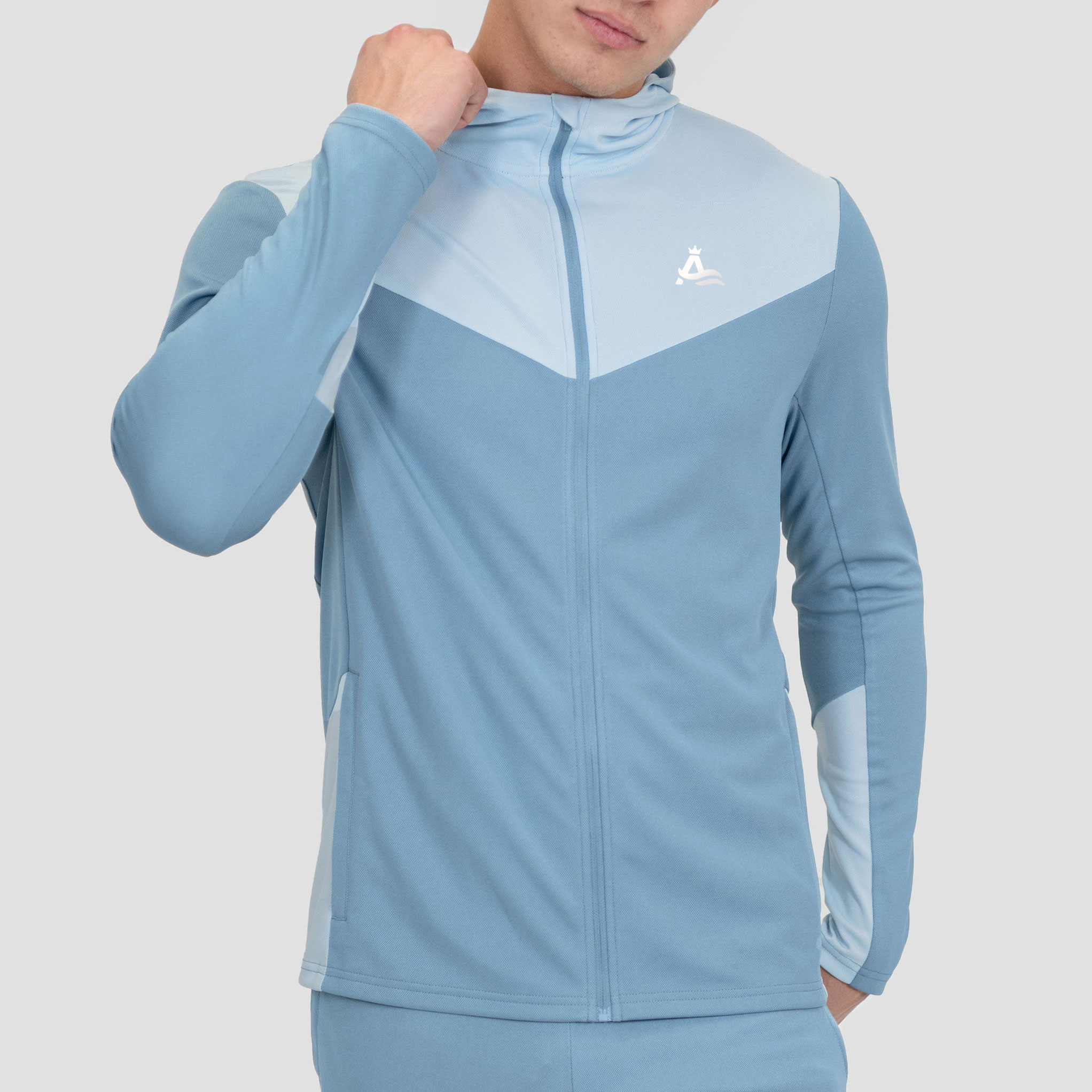Men’s Sports Wear Tracksuit High Quality Custom Summer Color Block Waterproof Woven Windbreaker Lightweight Track Suit Set detail pictures