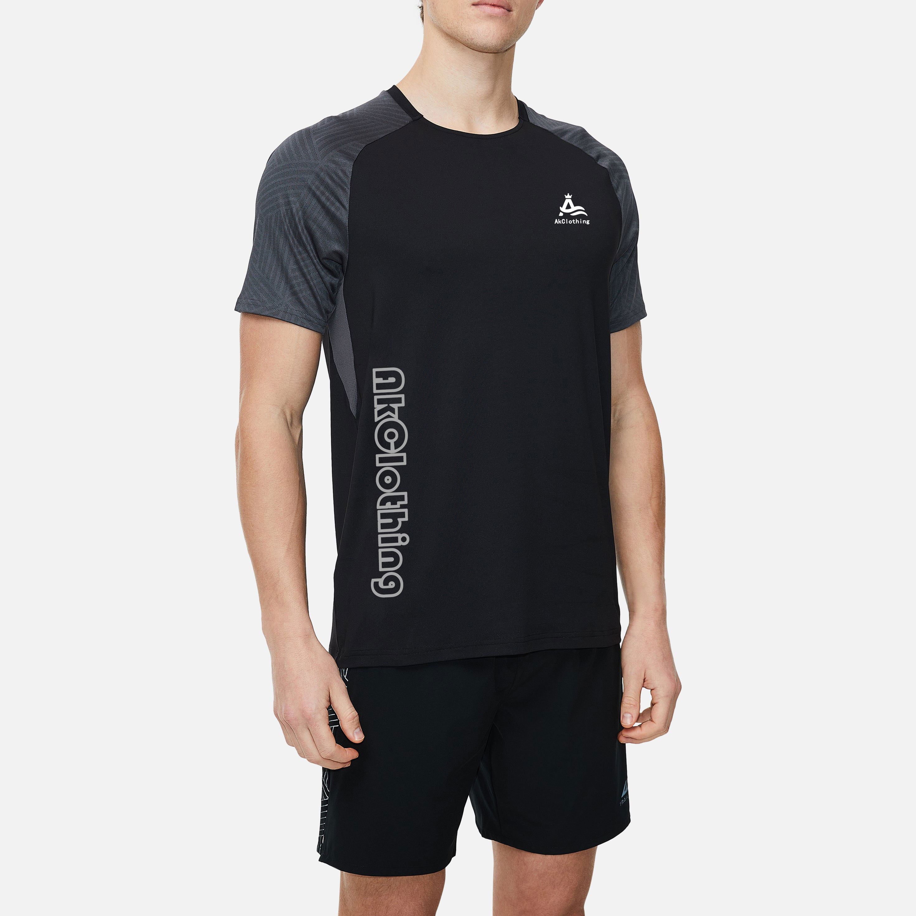Men’s Sporty Summer Tracksuit Fast Sweat Four-Side Elastic Polyester T-Shirt Suit 2025 Customized Reflective Logo