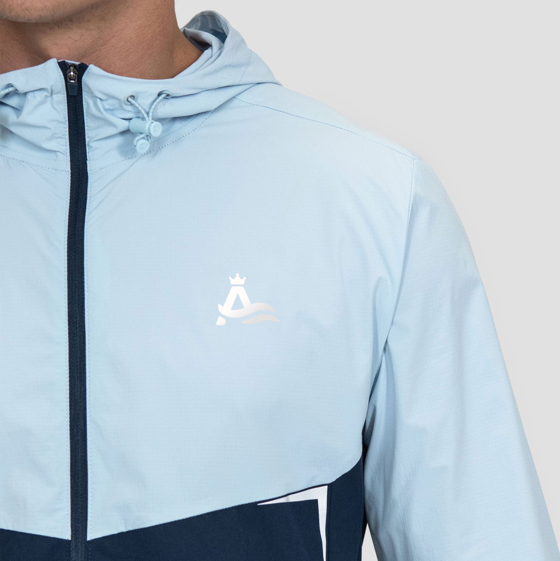 Men’s Sweatshirt Quick Dry Waterproof Windproof Hooded Jogging Tracksuit 2025 Customized Nylon Reflective Logo detail pictures