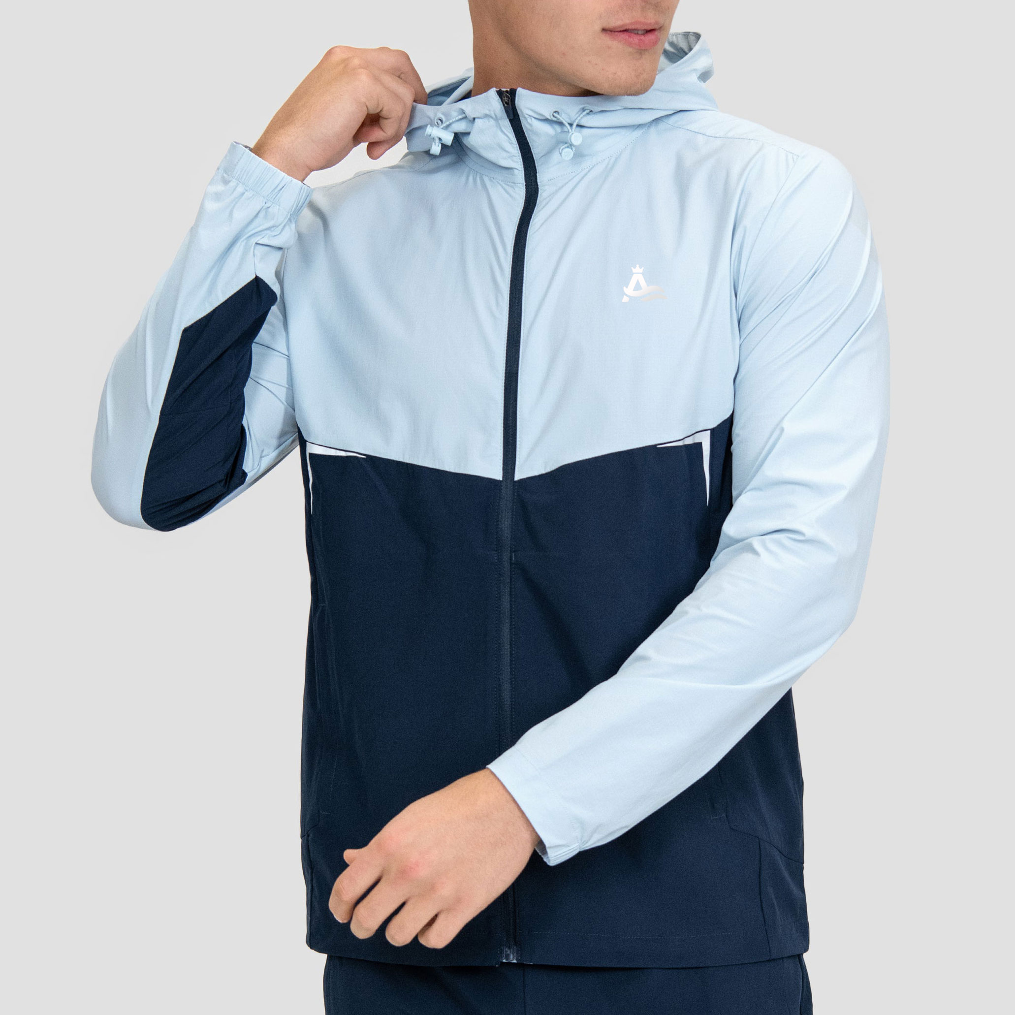 Men’s Sweatshirt Quick Dry Waterproof Windproof Hooded Jogging Tracksuit 2025 Customized Nylon Reflective Logo detail pictures