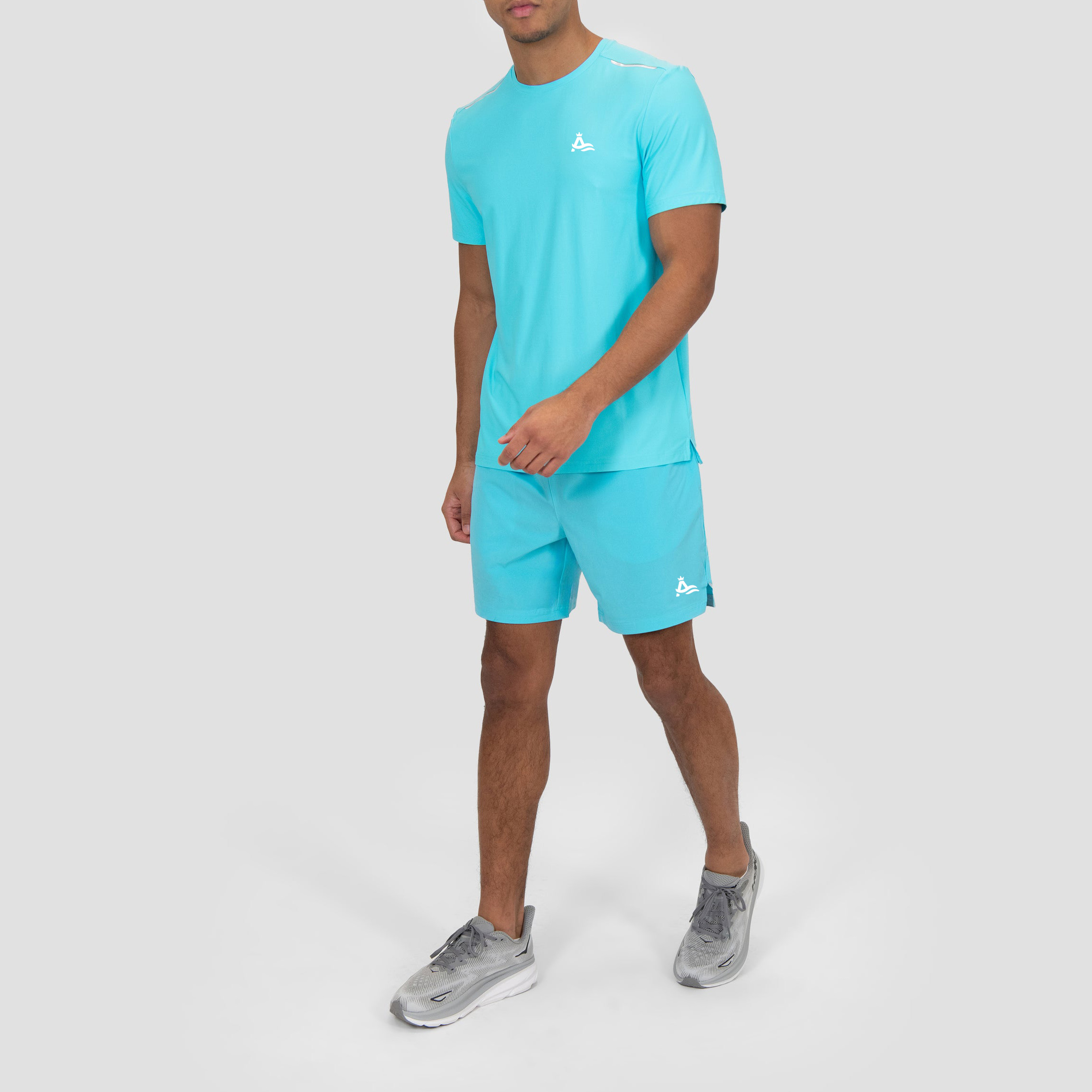 Men’s T-shirt Shorts Set Outdoor Polyester Four-Side Elastic Two-piece T-shirt Set Clothing Manufacturer Summer Custom logo