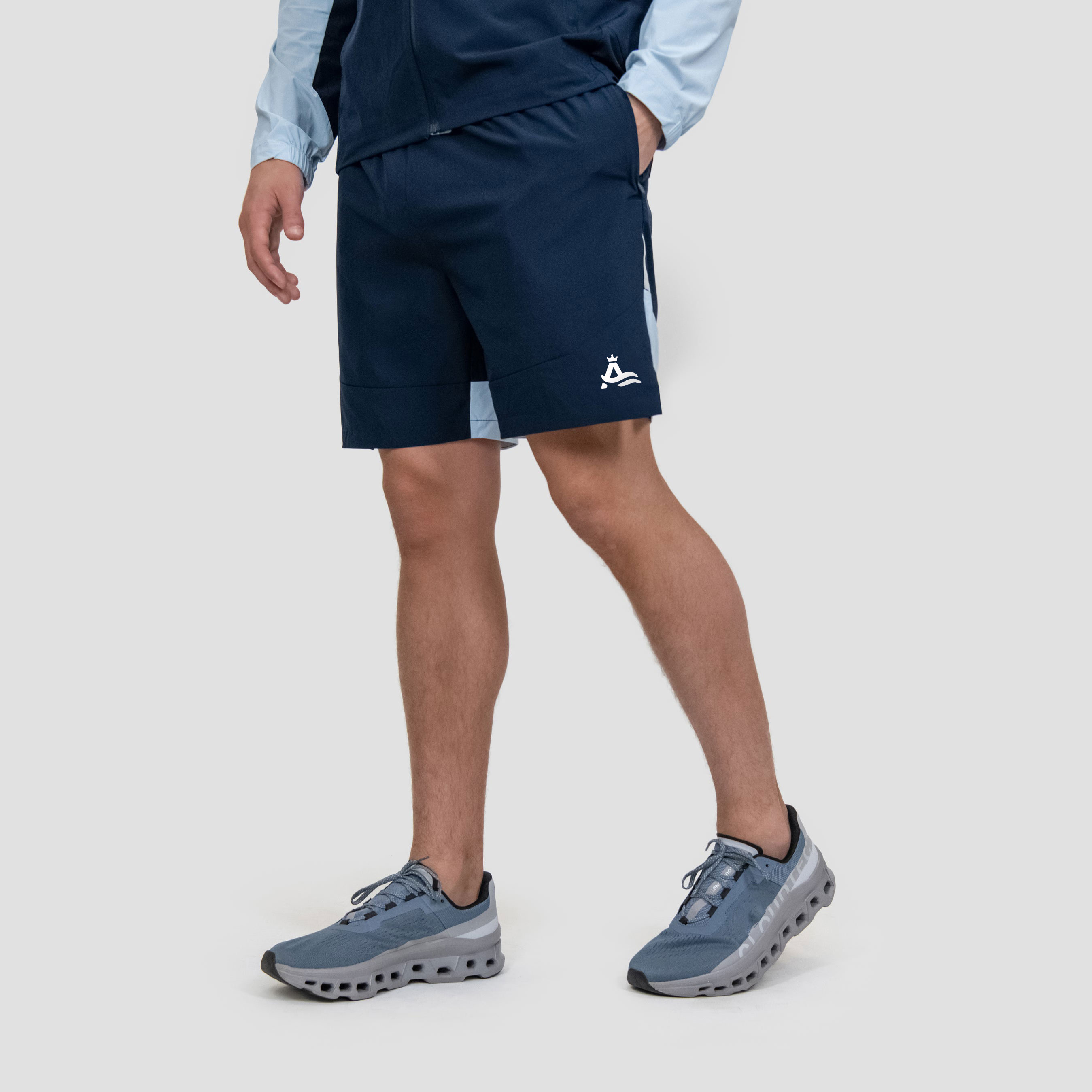Reflective Logo Sweatshirt Shorts Suit 2025 Customized Summer Nylon Quick Dry Waterproof Windproof Hooded Jogging Tracksuit detail pictures