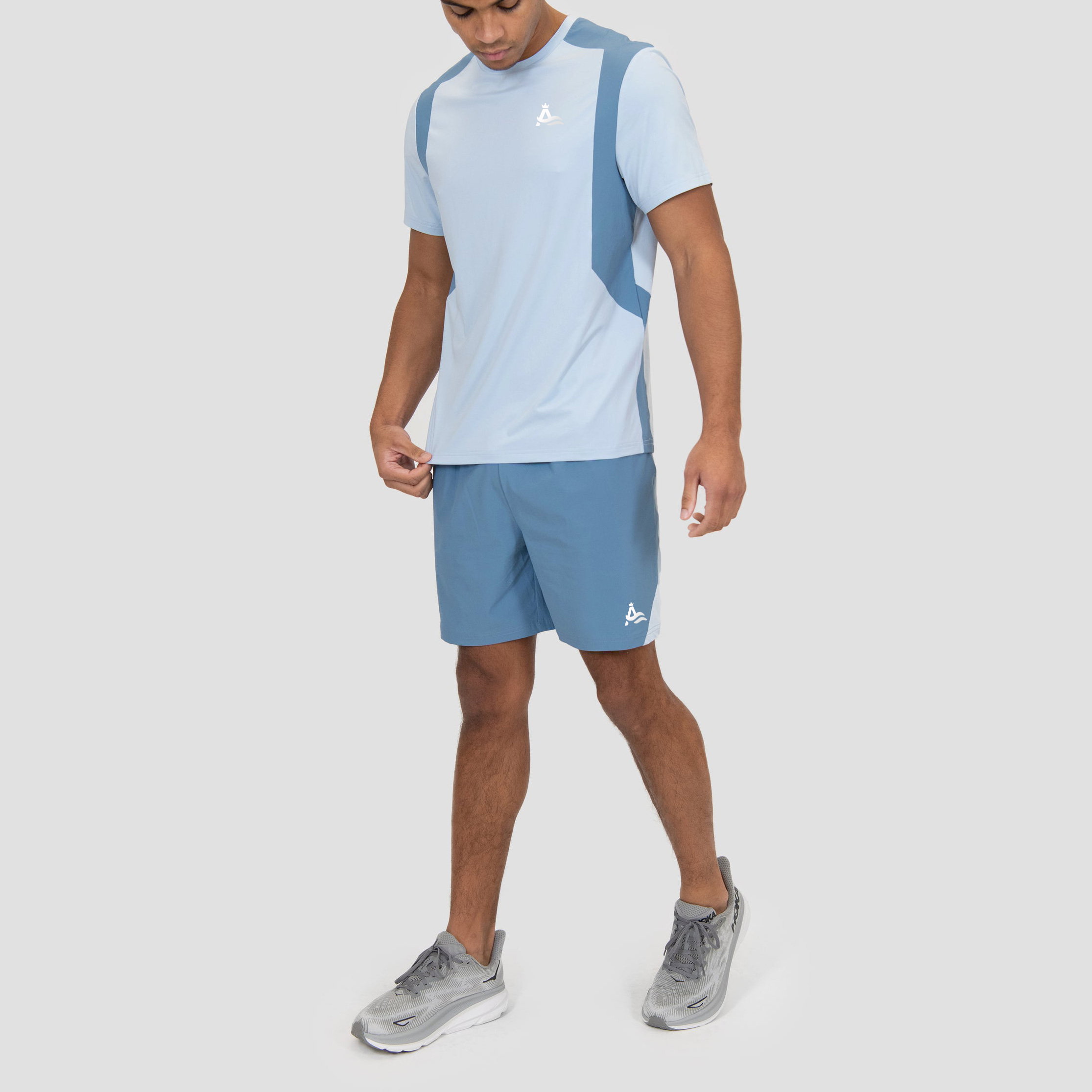 Polyester Spandex Breathable 2 Pieces T-Shirt Shorts Set 2025 Customized Men’s Sportswear Short Sleeve Sports Running Suit