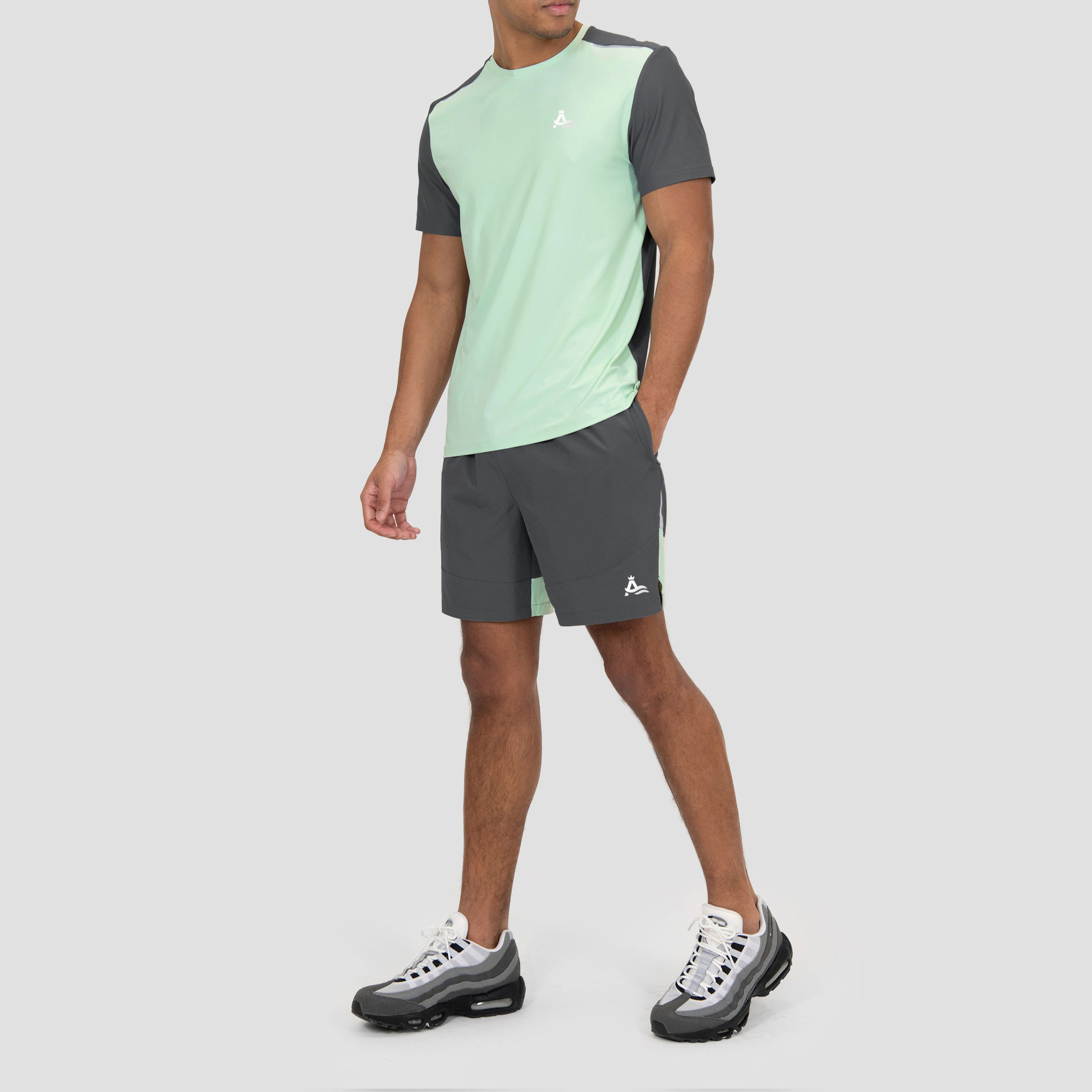 Polyester Spandex Breathable 2 Pieces T-Shirt Shorts Set 2025 Customized Men’s Sportswear Short Sleeve Sports Running Suit