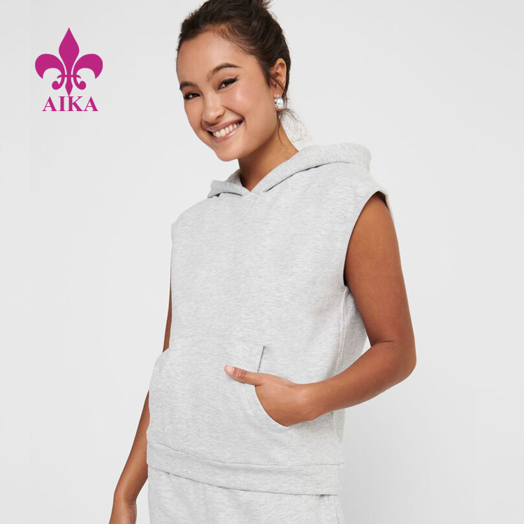 Cheap PriceList for Women Sport Shirts -
OEM Custom Athletic Wear Sleeveless Plain Cotton Pullover Hoodie for Women – AIKA detail pictures