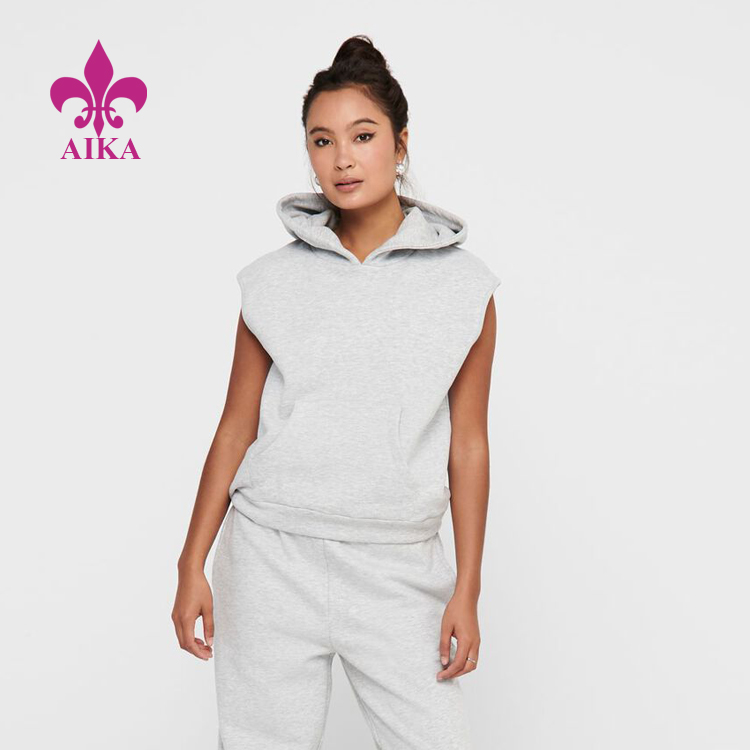 Cheap PriceList for Women Sport Shirts -
OEM Custom Athletic Wear Sleeveless Plain Cotton Pullover Hoodie for Women – AIKA detail pictures