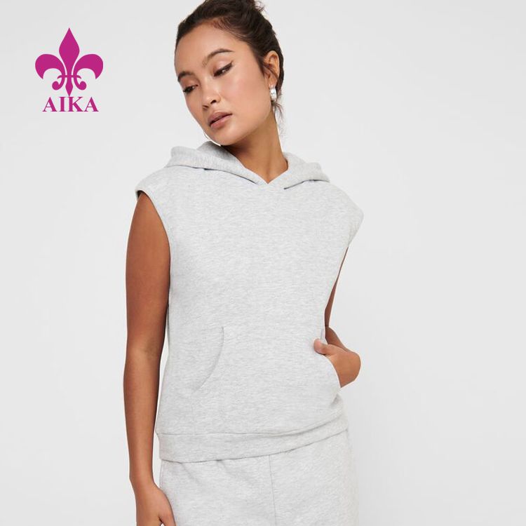 Cheap PriceList for Women Sport Shirts -
OEM Custom Athletic Wear Sleeveless Plain Cotton Pullover Hoodie for Women – AIKA detail pictures