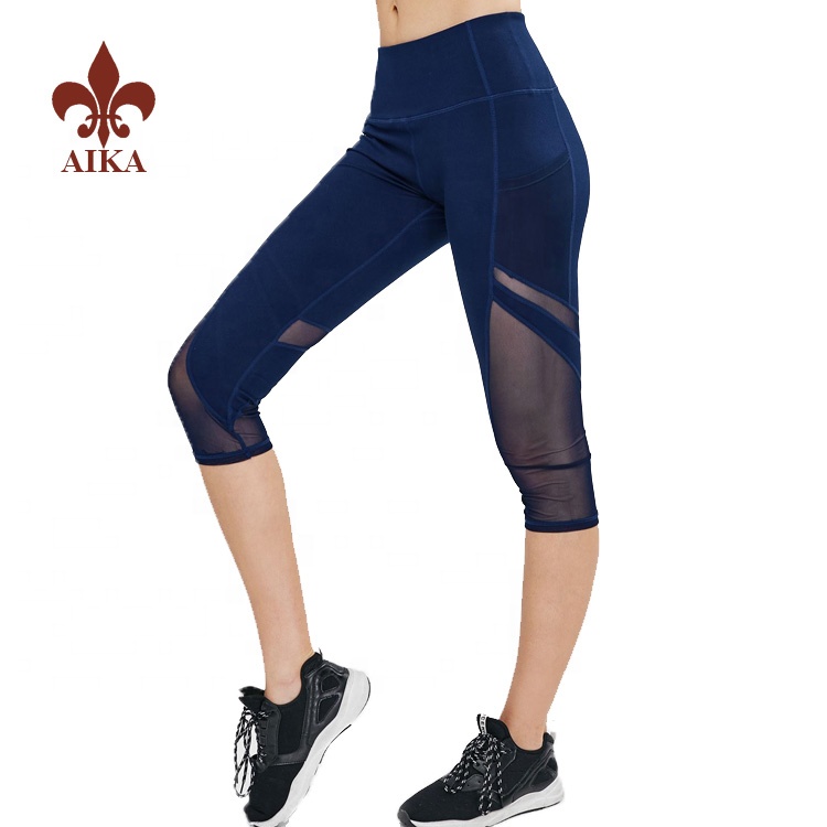 Ordinary Discount Sports Bra -
 High quality Customized Navy yoga capris wholesale 86% nylon 14% spandex fitness sports wear for women – AIKA