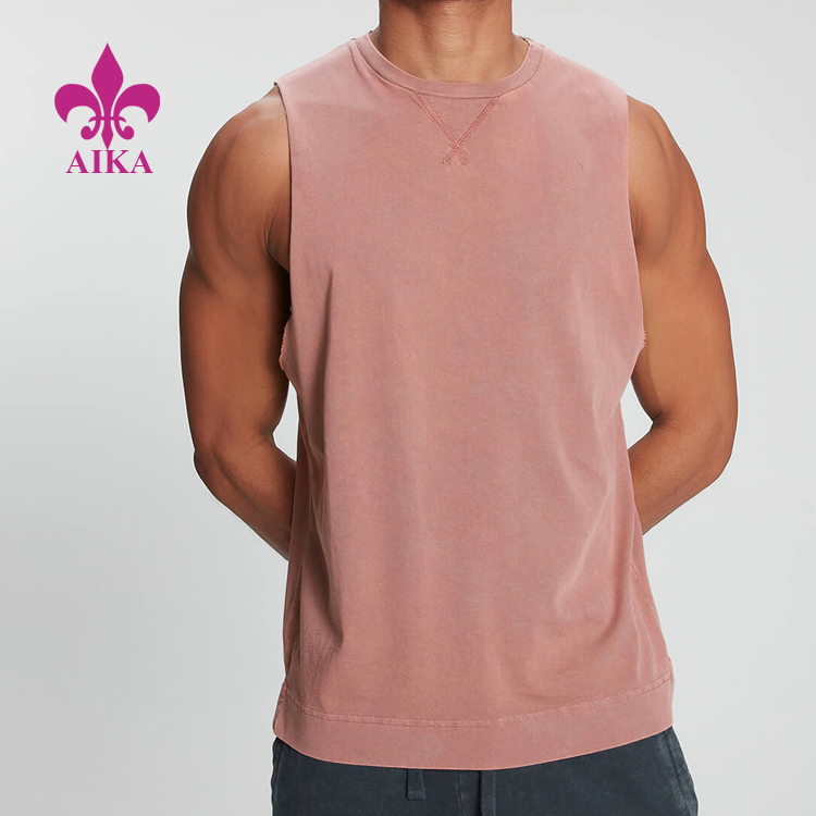 High Quality Custom Active Gym Wear Plain Cotton Spandex Pink Tank Tops For Men