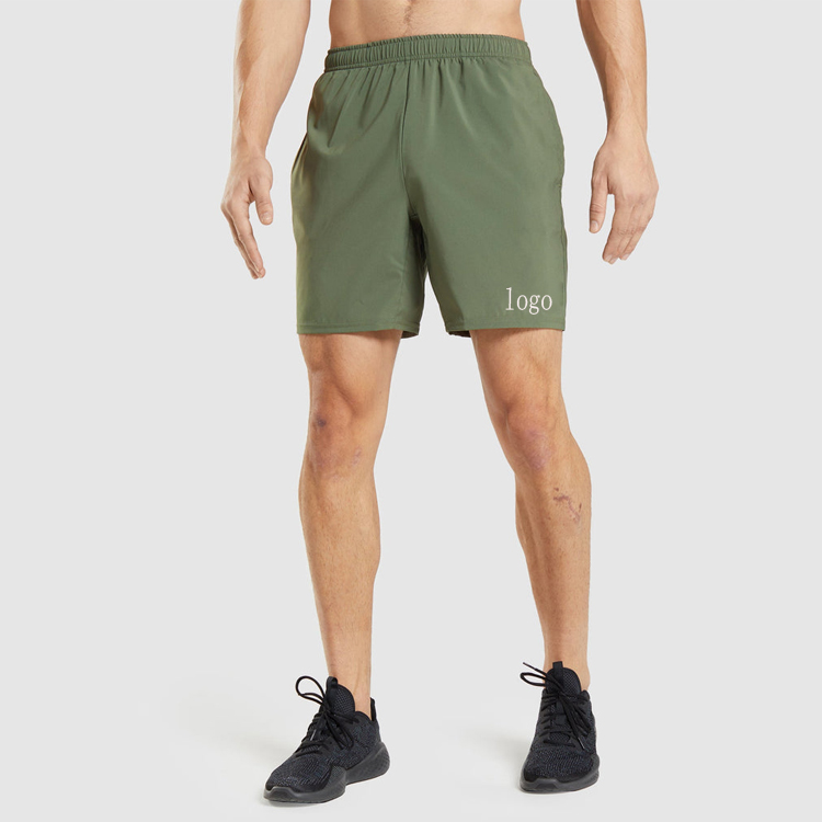 OEM Quick Dry 100%  Polyester Elastic Waist Men Sports Athletic Gym Shorts With Pocket