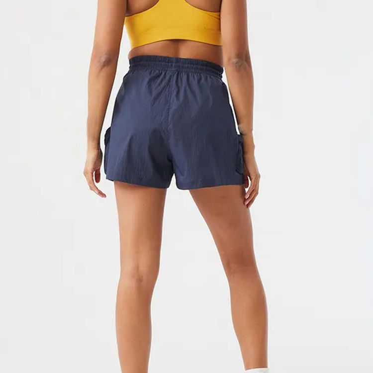 100% Polyester Drawstring Waist Custom Logo Windbreaker Gym Running Shorts For Women detail pictures