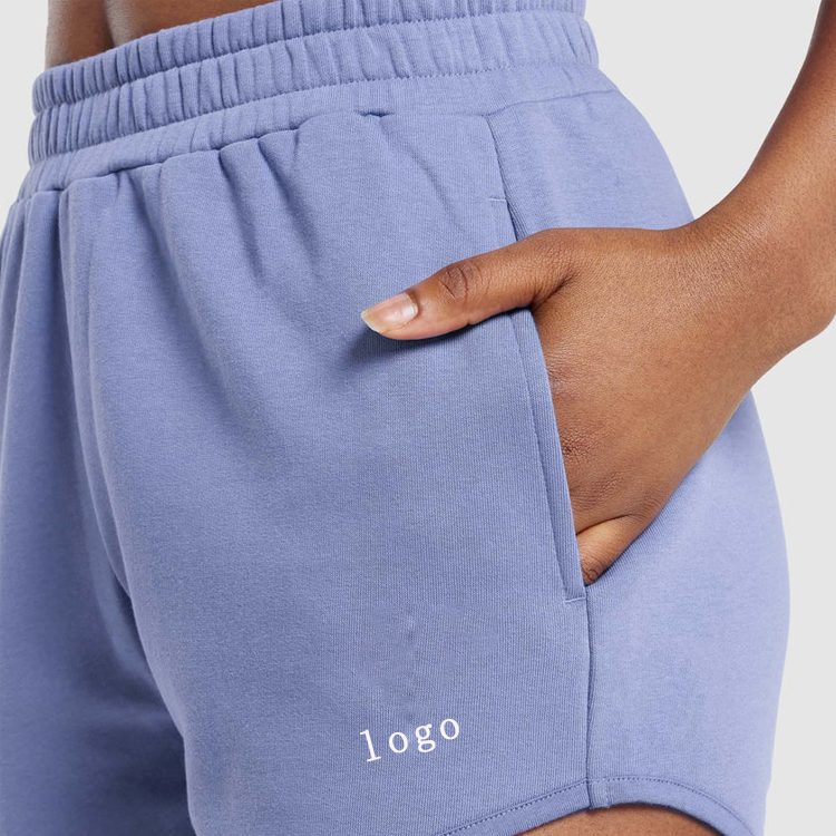 Wholesale Elastic Waist 60% Cotton 40%Polyester Custom Workout Sweat Shorts For Women detail pictures
