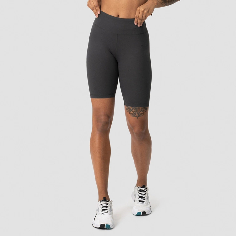 Custom Print Stretchable Workout High Waist V Shape Yoga Fitness Biker Shorts For Women detail pictures