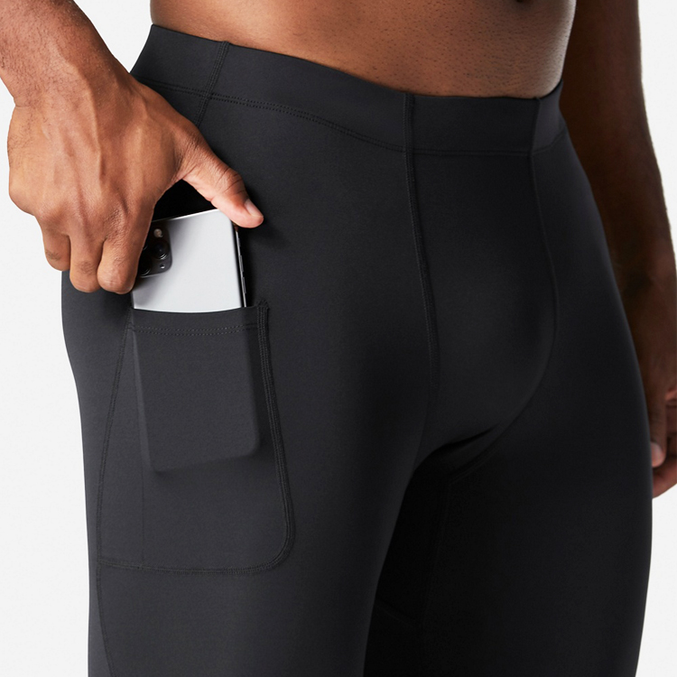 Custom Fitness Sports Active wear Mens Gym Tights Black Leggings With Pocket detail pictures