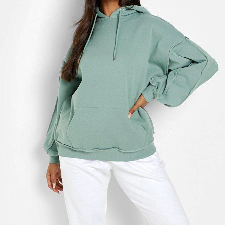 High Quality 100% Cotton Blank Workout Pullover Oversized Hoodies For Women