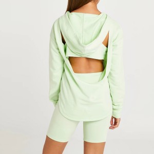 OEM/ODM Supplier Yoga Wear Manufacturer -
 Fashion Sexy Design Wholesale Custom Printed Back Hollow Out Curve Bottom Plain Pullover Hoodies For Women – AIKA