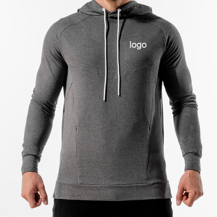 OEM French Terry Cotton Zipper Bottom And Pocket Men Slim Fit Workout Pullover Hoodies