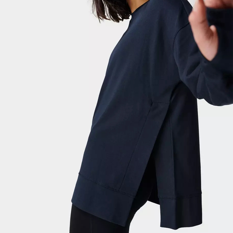Wholesale Cotton Polyester Side Split Custom Crewneck Plain Sweatshirts For Women detail pictures
