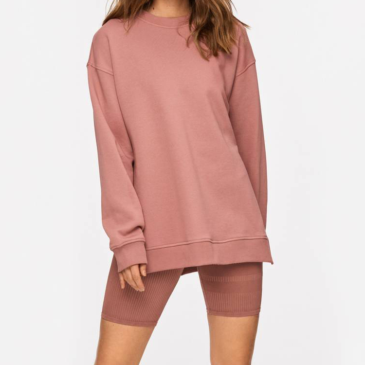 Wholesale Custom 100%Cotton Crew Neck Oversized Workout Plain Sweatshirt For Women