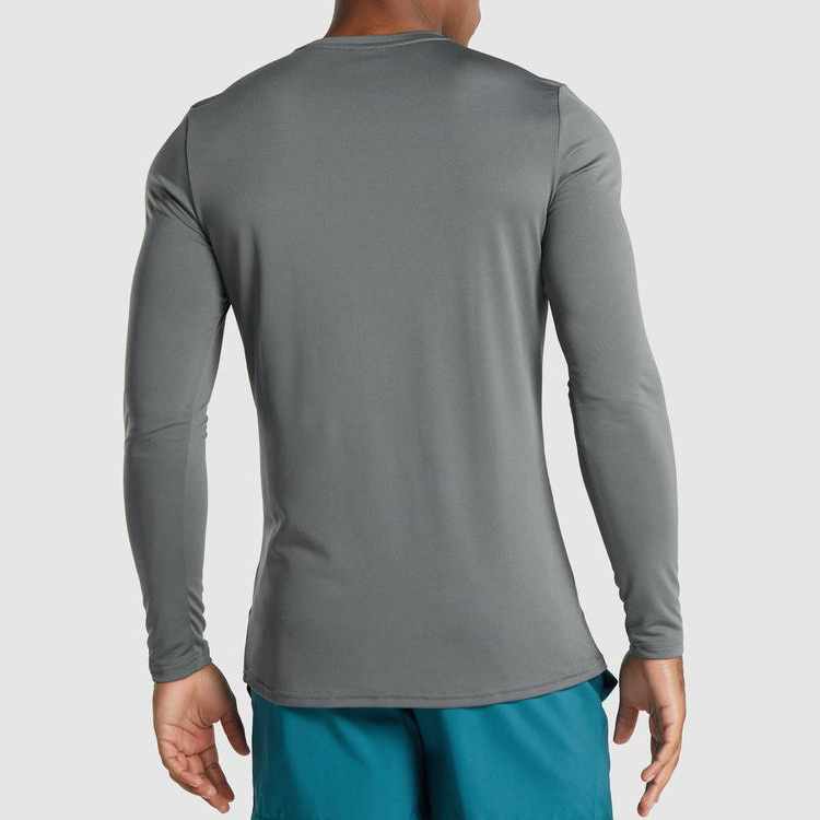 High Quality Running Fitness Slim Fit Polyester Sports Long Sleeve T-shirts For Men detail pictures
