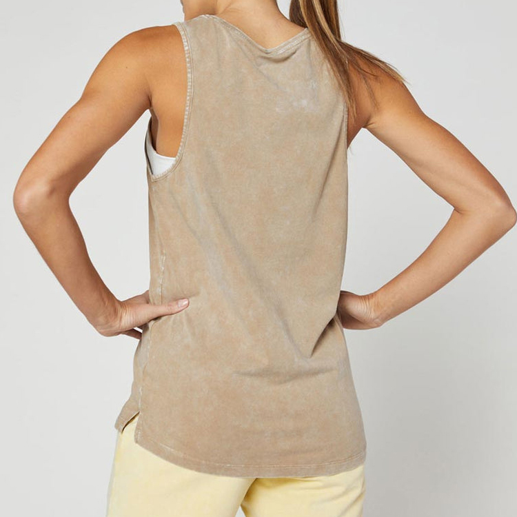 New Fashion Wholesale Washed Cotton Plain Unisex Fitness Workout Tank Top For Men detail pictures