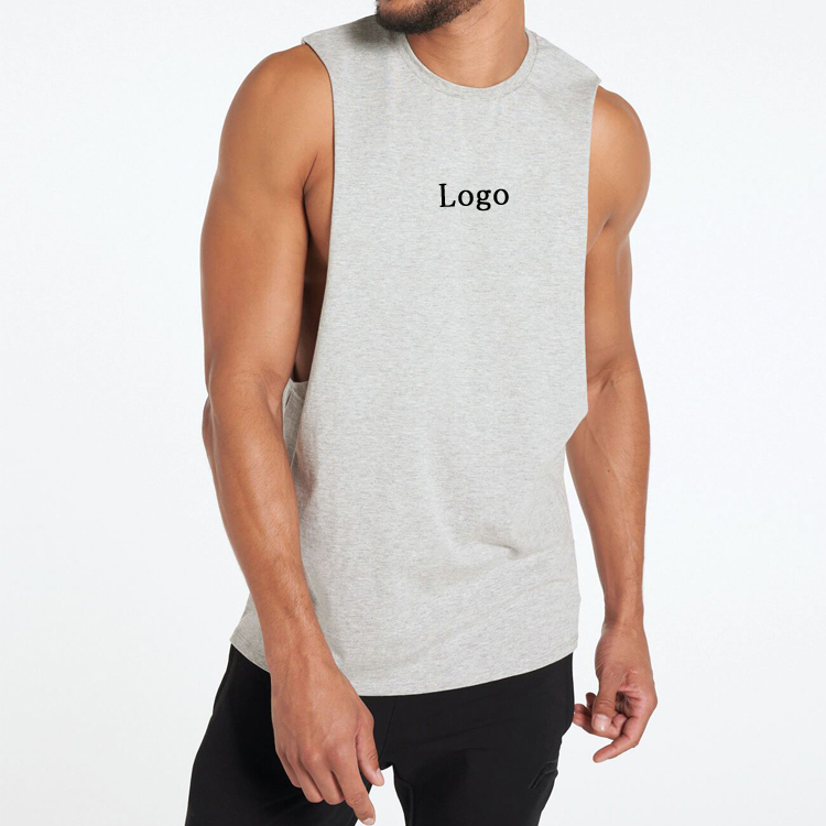 New Arrival Custom Printed Men Muscle Gym Workout Cut Off Cotton Tank Top