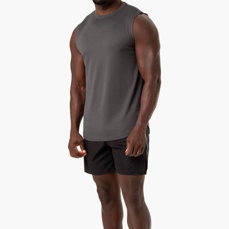 High Quality Lightweight Mesh Fabric Custom Logo Printing Men Gym Plain Tank Tops detail pictures