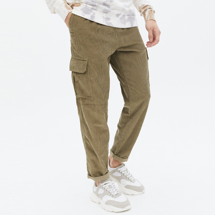 New Trendy Winter Drawstring Waist Velvet Workout Cargo Pants For Men Streetwear