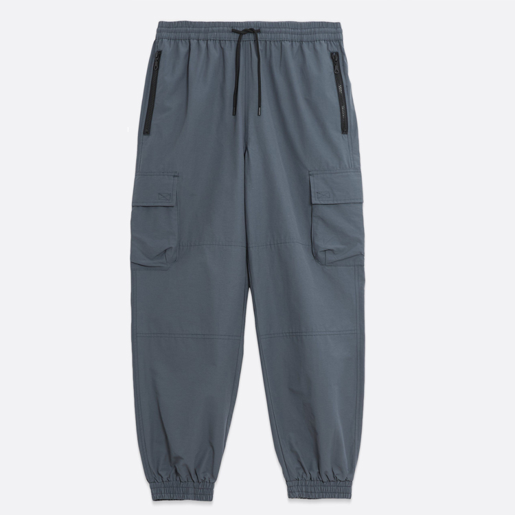 New Trendy 100% Polyester Utility Zipper Cargo Pocket Relaxed Fit Men Track Joggers Pants detail pictures