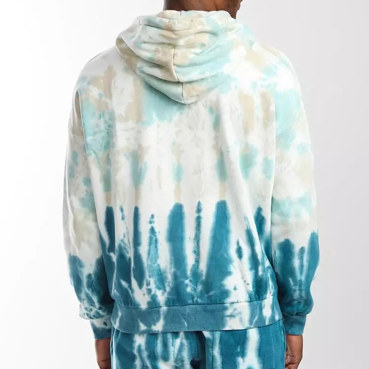 Wholesale Private Label Custom Tie Dye 100% Cotton Workout Pullover Blank Hoodies For Men detail pictures