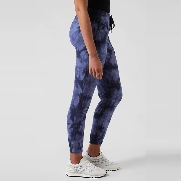Custom Drawstring Waist Wholesale Workout Tie Dye Cotton Jogger Pants For Women detail pictures