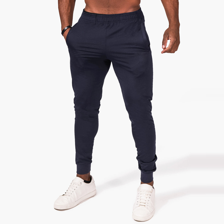 Wholesale 95%Cotton 5%Spandex Elastic Waist Slim Fit Sweat Pants Men Tapered Joggers detail pictures