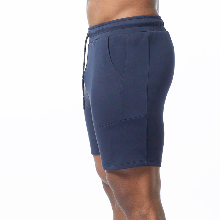 OEM Design Drawstring Wait Soft French Terry Cotton Workout Athletic Shorts For Men detail pictures