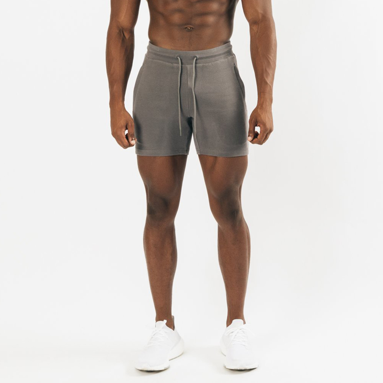 High Quality French Terry Cotton Drawstring Waist Men Slim Fit Workout Sweat Shorts With Pockets